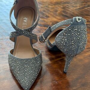 Rhinestone Studded Gray Heels